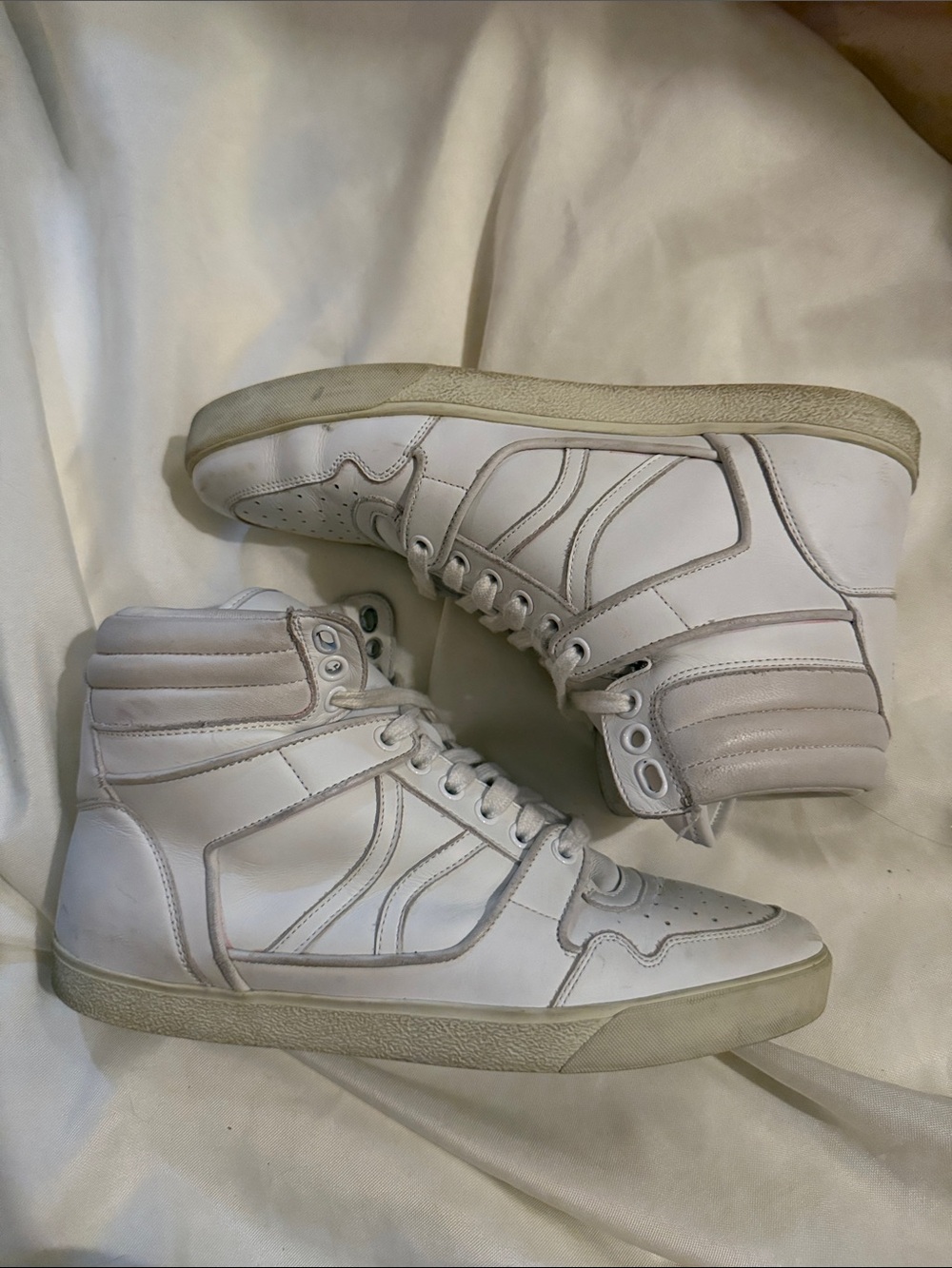 Celine Paris High Top Sneakers White Leather women's IT 40/US 10